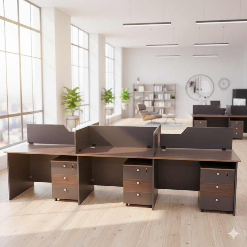 Modern 6-Person Workstation Desks Nairobi | Collaborative Office Furniture Kenya