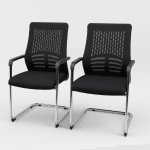 Black mesh office visitor chair with chrome frame and cushioned seat