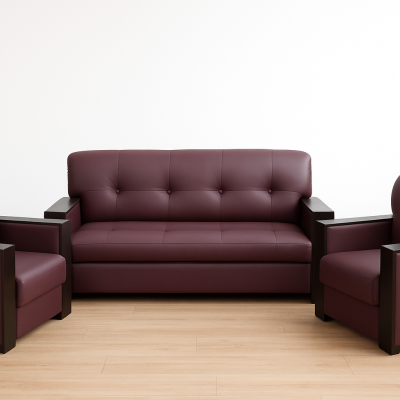 Executive 5 seater office sofa with modern design, cushioned seating, and elegant wooden accents for professional spaces