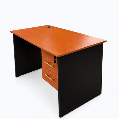 Study desk 120×60×75 cm with 2 lockable drawers and a desktop cable grommet.