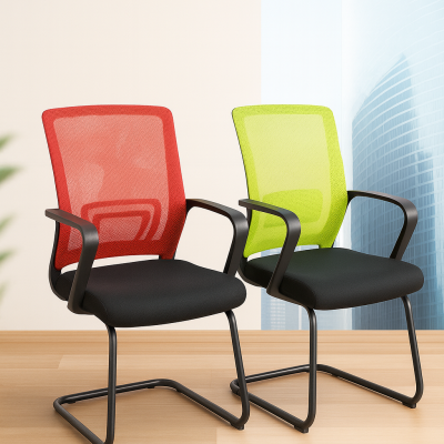 Ergonomic mesh visitor chair with cushioned seat for office reception