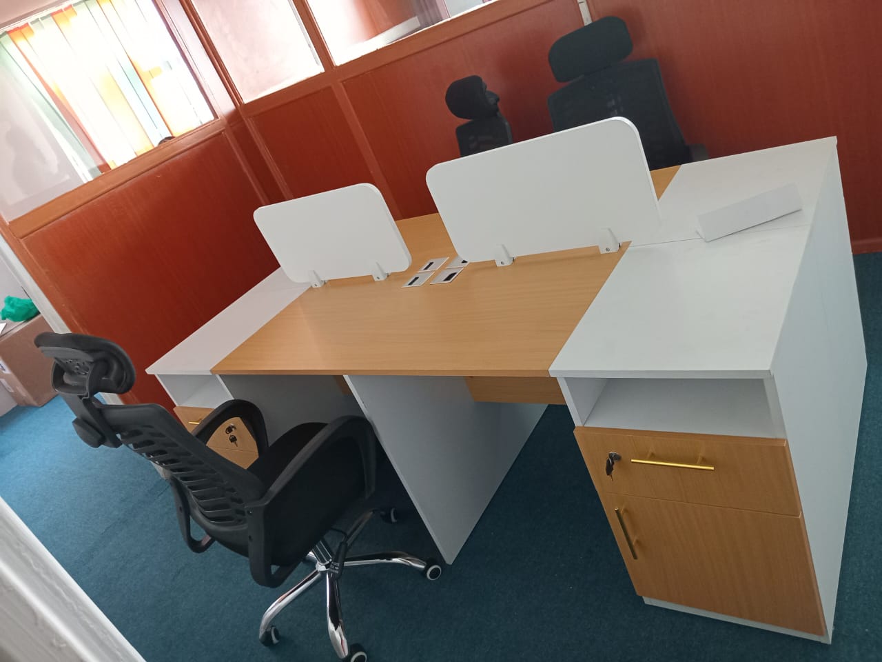 4-Person Wooden Workstation