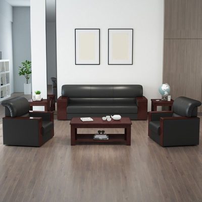 5-Seater Black Office Sofa