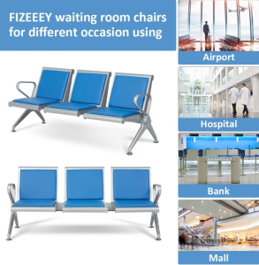 3 link blue padded waiting bench - Image 2