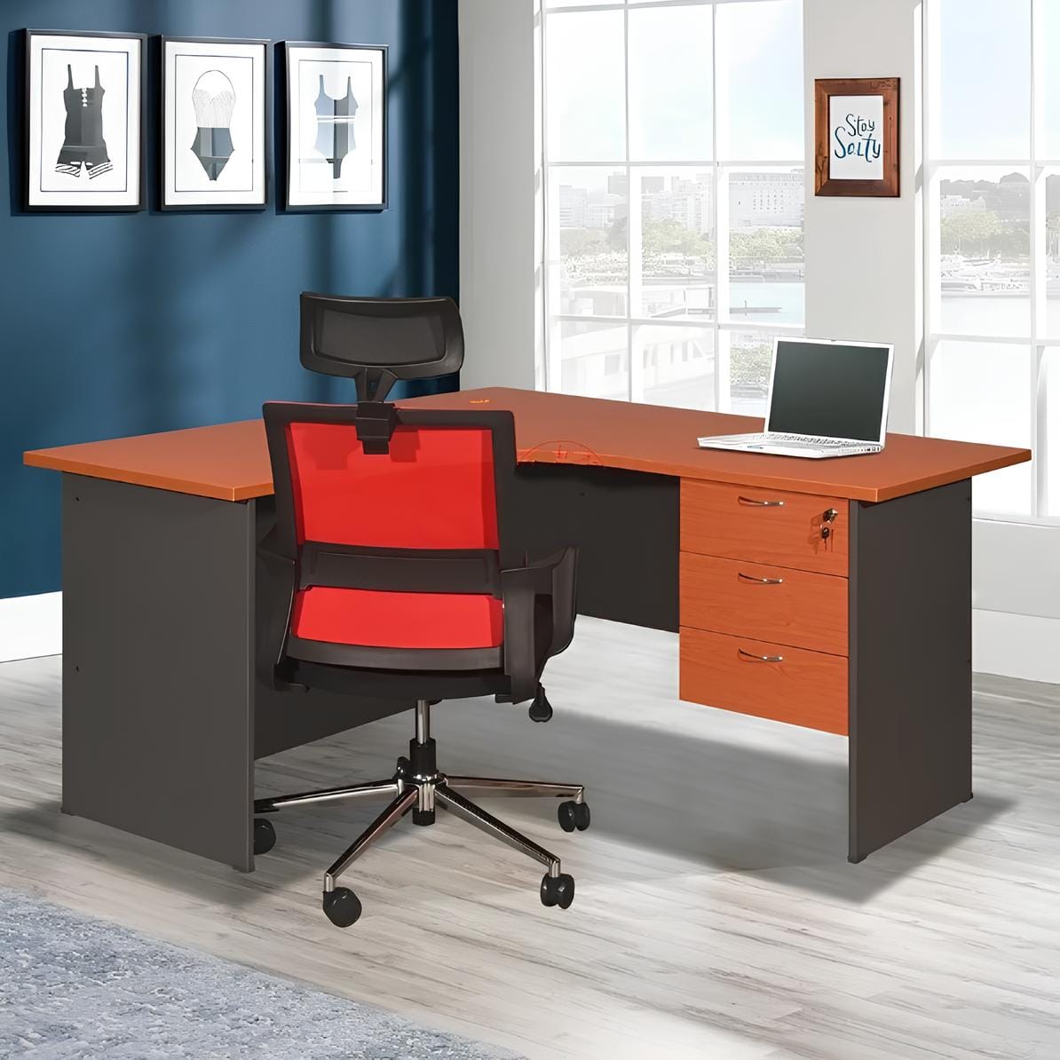 1.4M Curved Office Desk - Curved Front Design