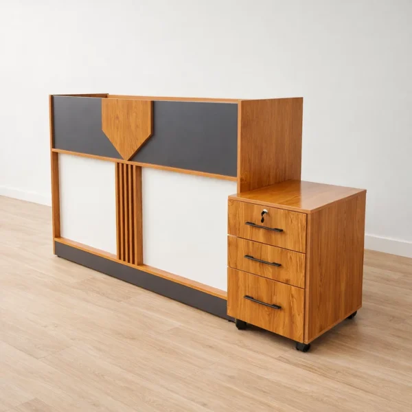 1.6M Reception Desk - with 3-Drawer Pedestal