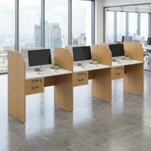 3-Seater Wooden Office Workstation