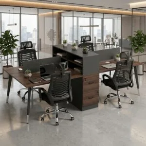 Modern 4-Person Modular Office Workstation