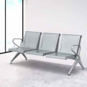 3-Seater Heavy-Duty Steel Waiting Bench