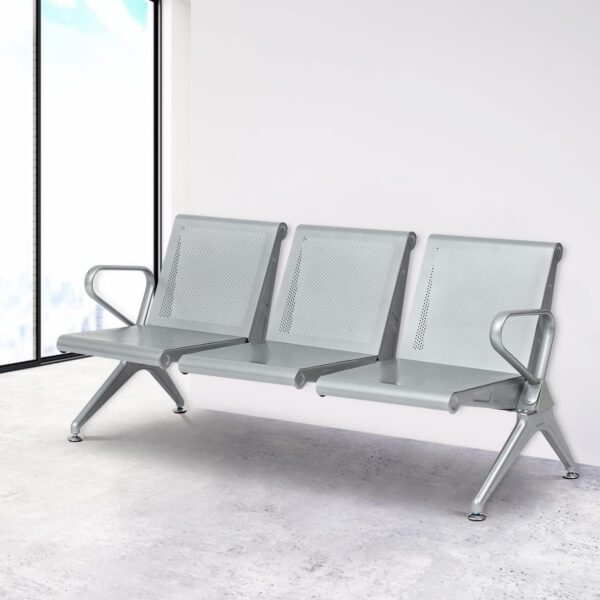 3-Seater Heavy-Duty Steel Waiting Bench