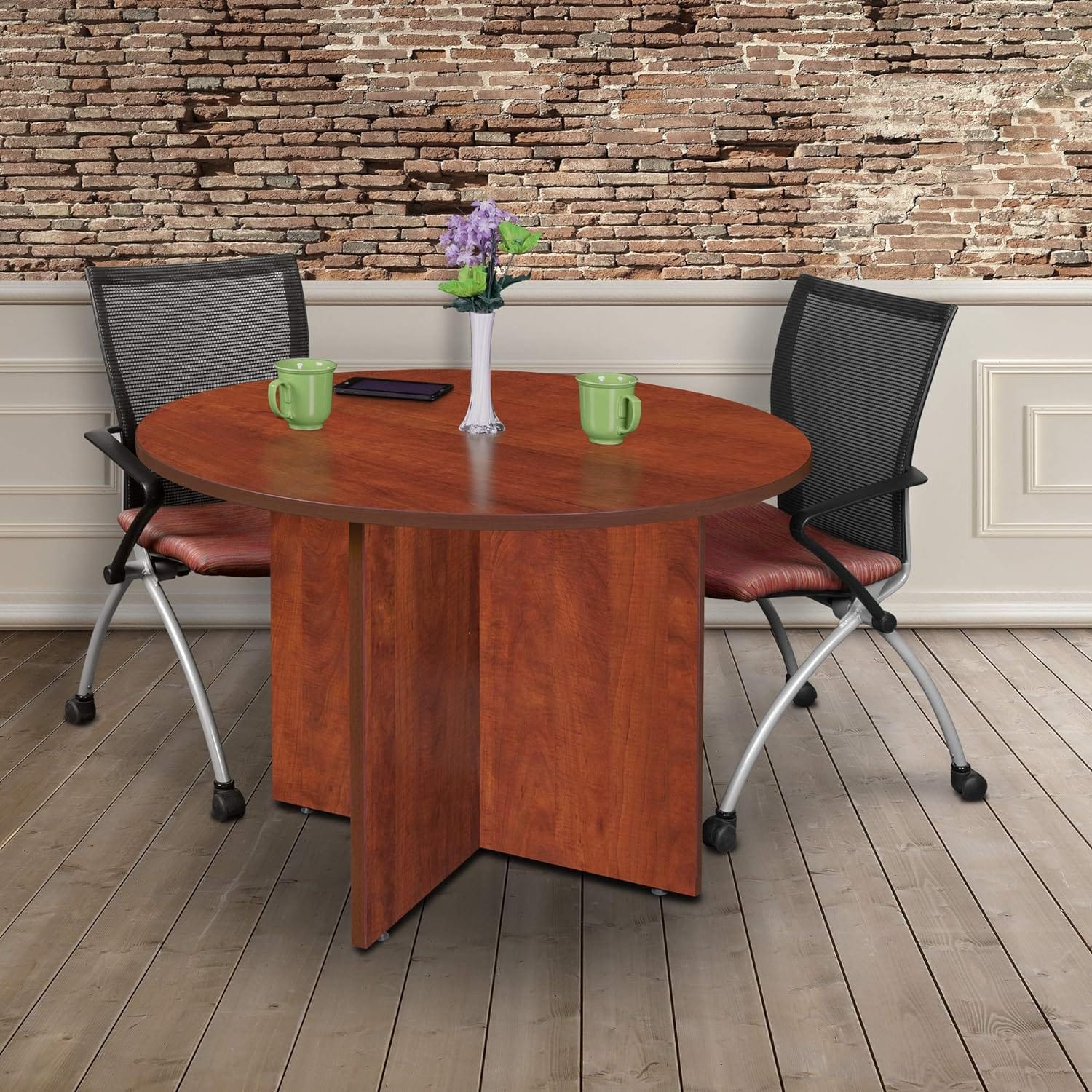 Round Meeting Table - L-Shaped Configuration