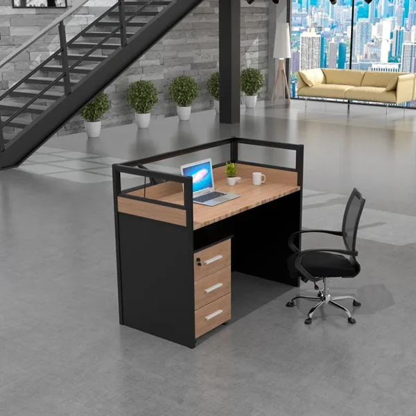 1-Way Modular Office Workstation - with 3-Drawer Pedestal