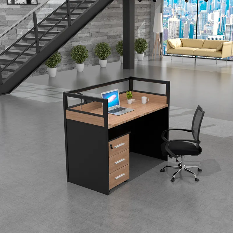 1-Way Modular Office Workstation - with 3-Drawer Pedestal