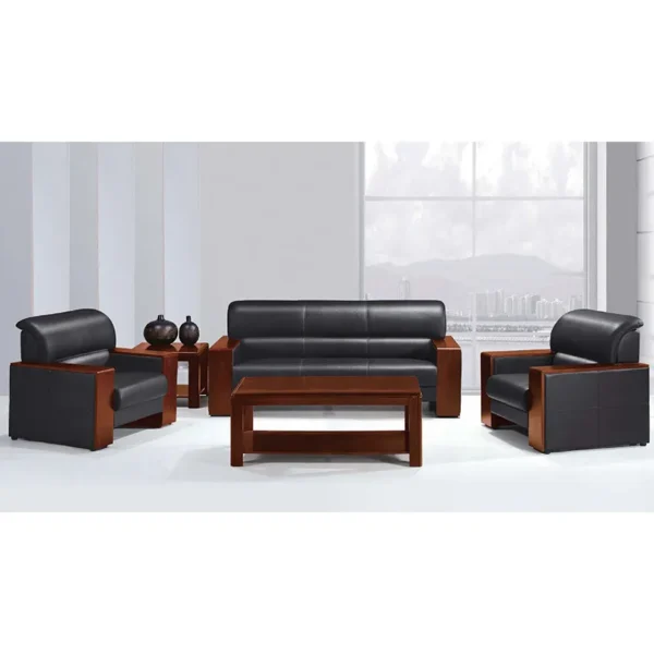 5-Seater Office Sofa - Premium Wooden Finish