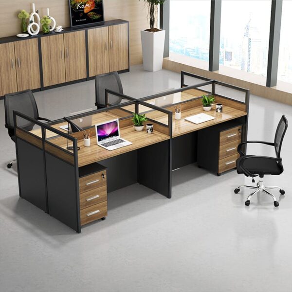 4-Way Modular Office Workstation - with 3-Drawer Pedestal