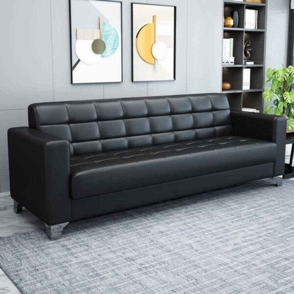 3-Seater Office Sofa - Stainless Steel Finish