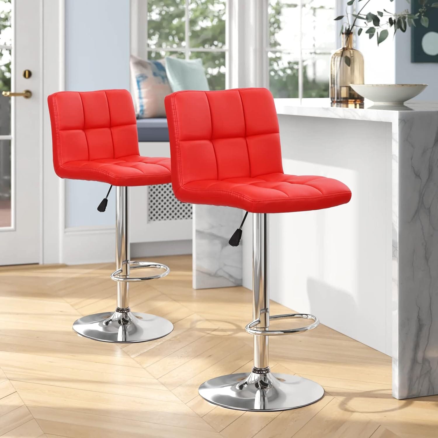 Red Swivel Barstool - Padded Cushion Finish