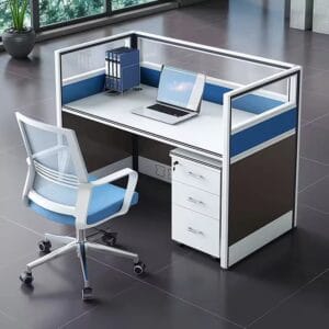 1-Seater White Office Workstation