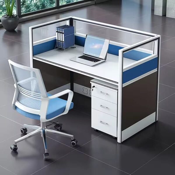 1-Seater White Office Workstation