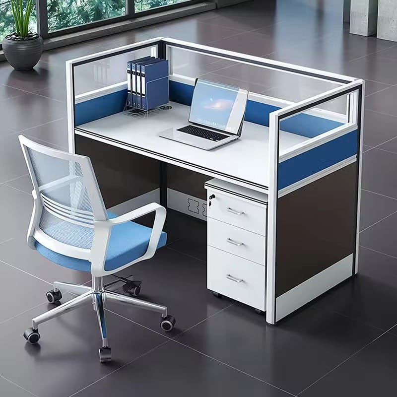 1-Seater White Office Workstation