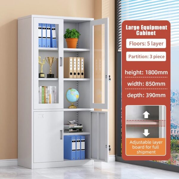 Half Glass Filing Cabinet - Half Glass & Steel Doors