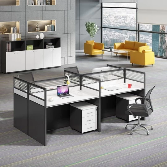 4-Way Modular Office Workstation - with Heavy-Duty Castors