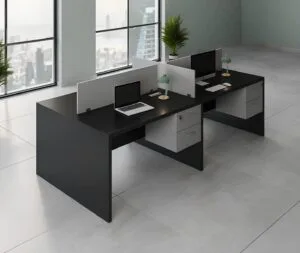 Modern 4-Seater Office Workstation - with Central Lock System
