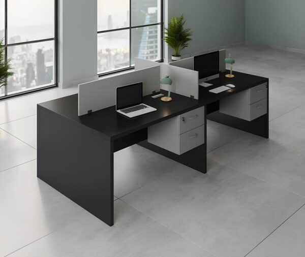 Modern 4-Seater Office Workstation - with Central Lock System