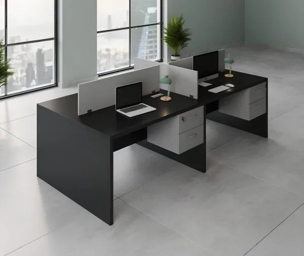 Modern 4-Seater Office Workstation - with Central Lock System