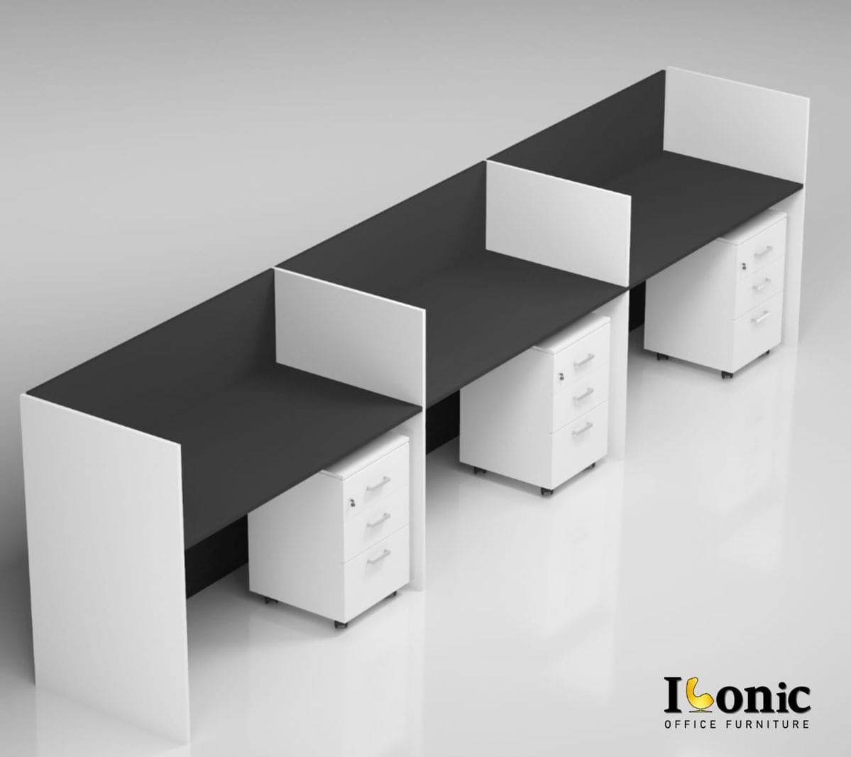 3-Seater Wooden Office Workstation