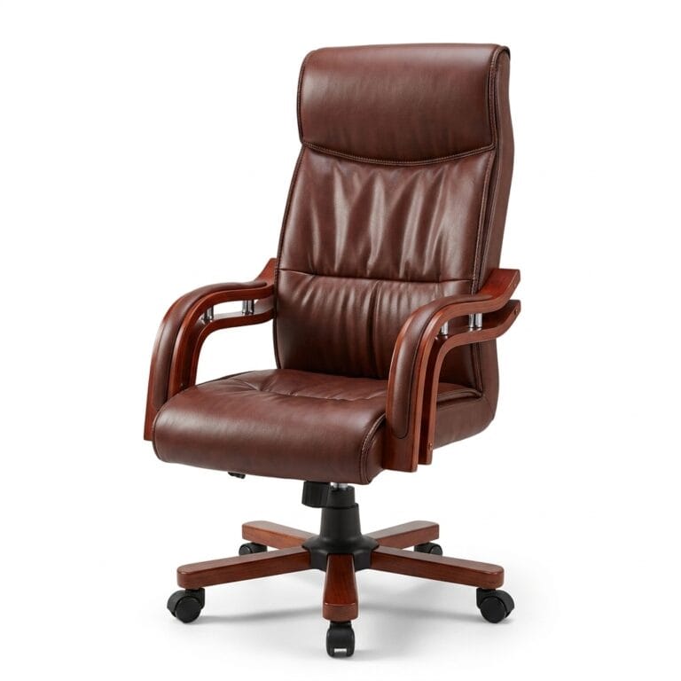 Ergonomic Brown Leather Office Chair