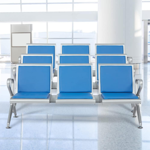 3 Link Blue Padded Waiting Bench