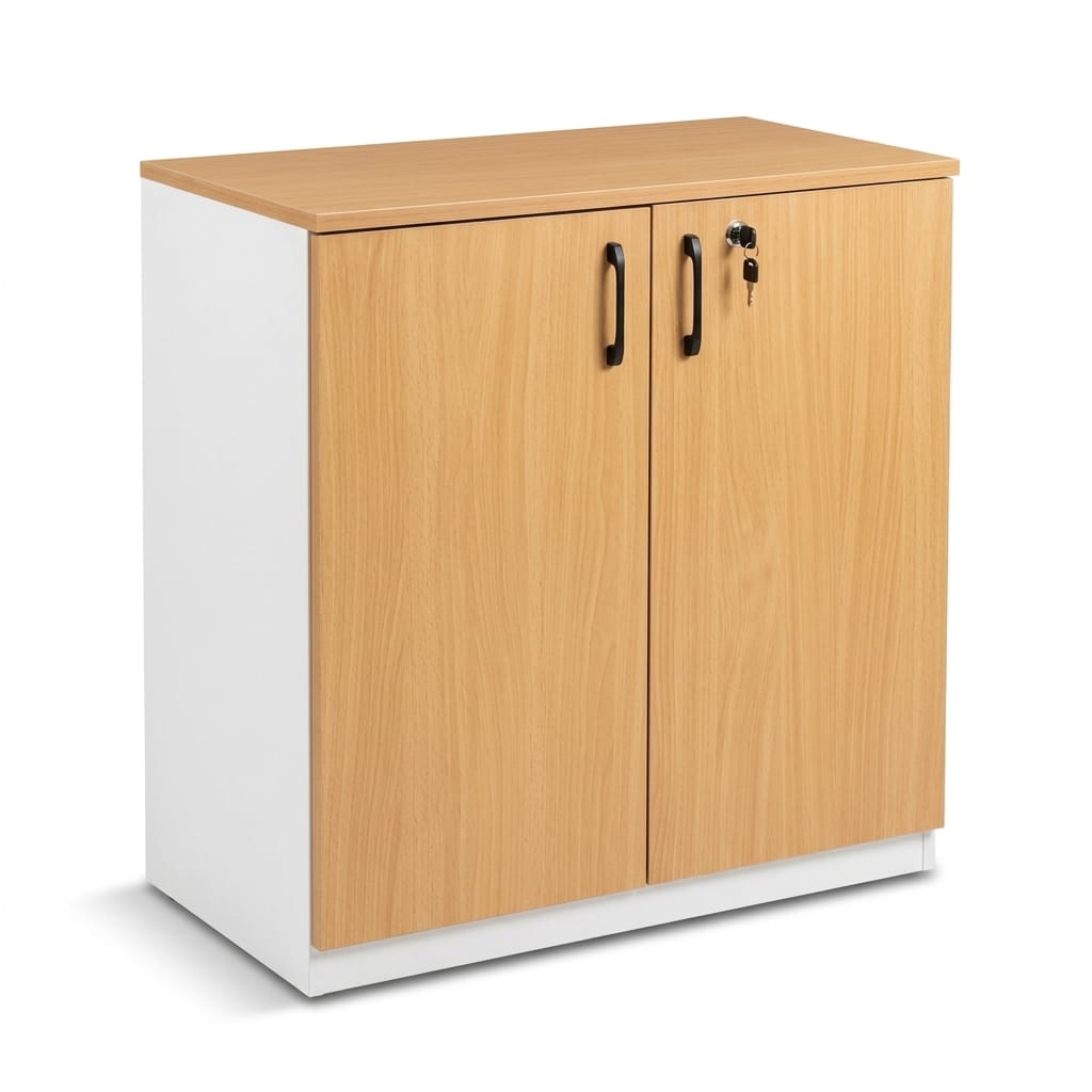 2-Door Low Wooden Office Storage Cabinet