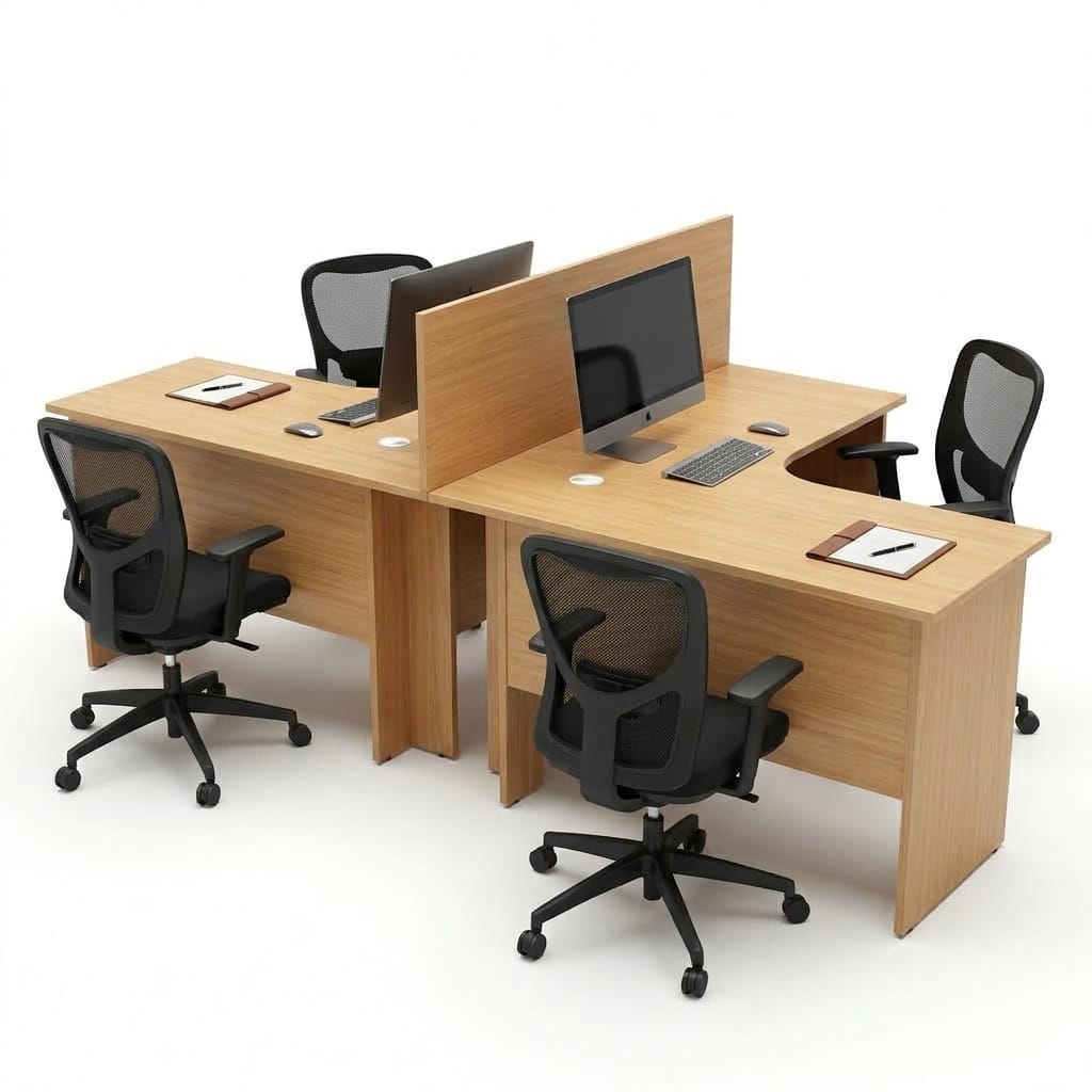 2-Person Curved L-Shaped Office Workstation