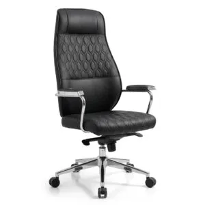 Executive High-Back Black Leather Office Chair