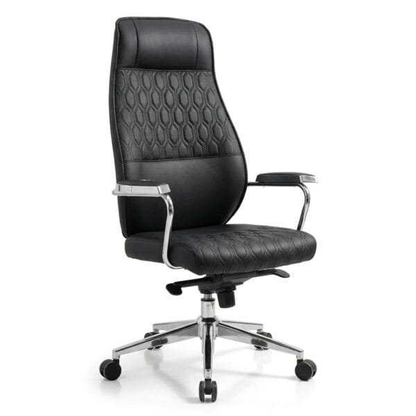 Executive High-Back Black Leather Office Chair