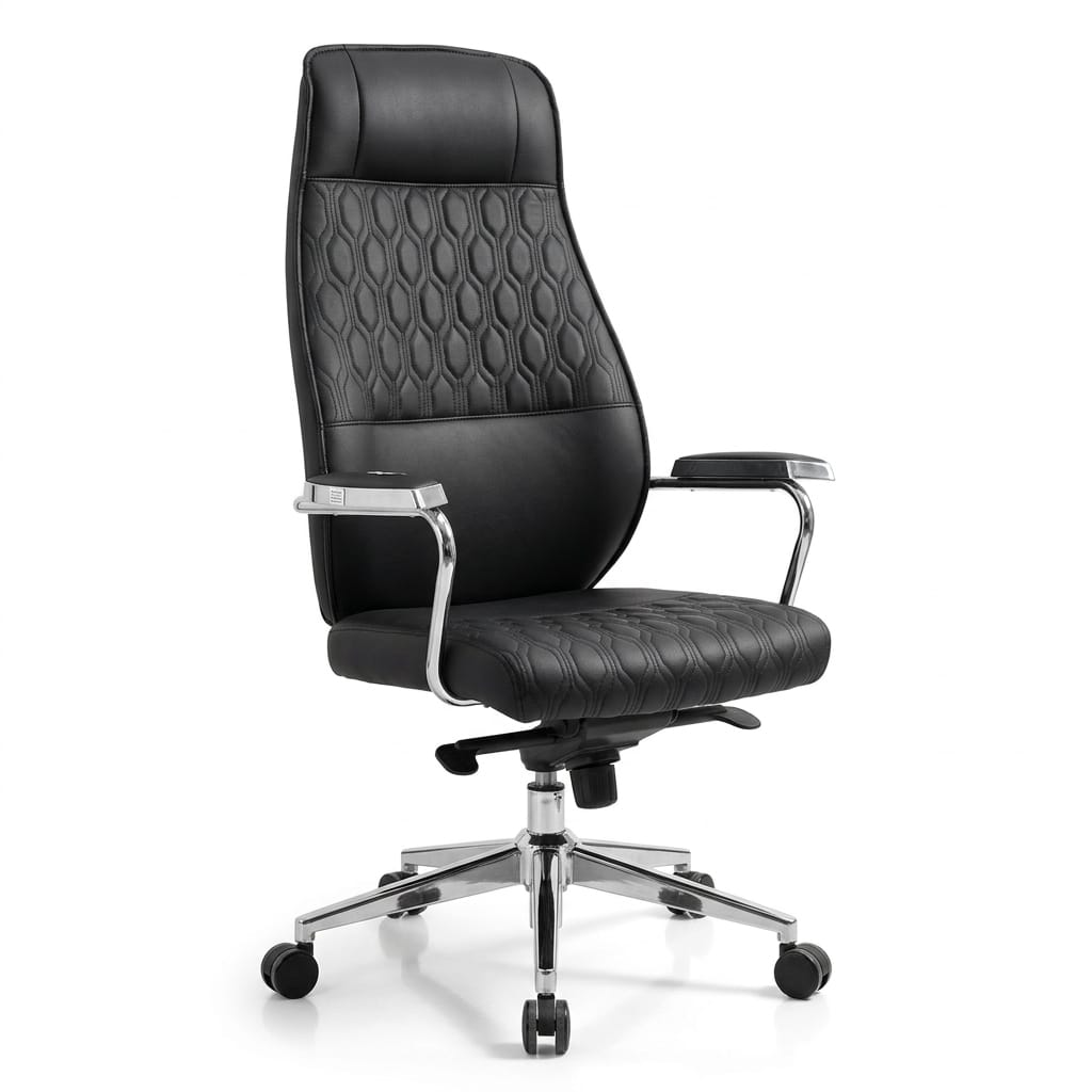 Executive High-Back Black Leather Office Chair