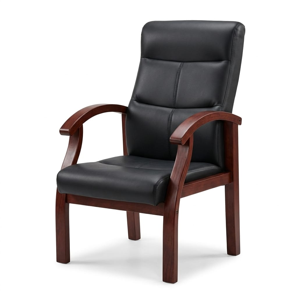 Executive High-Back Black Leather Visitor Chair