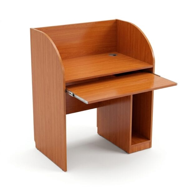 Single computer carrel study desk with privacy wings and keyboard tray