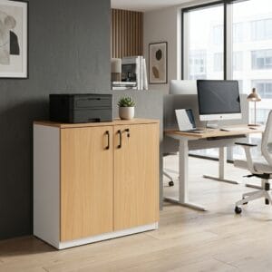 2-Door Low Wooden Office Storage Cabinet